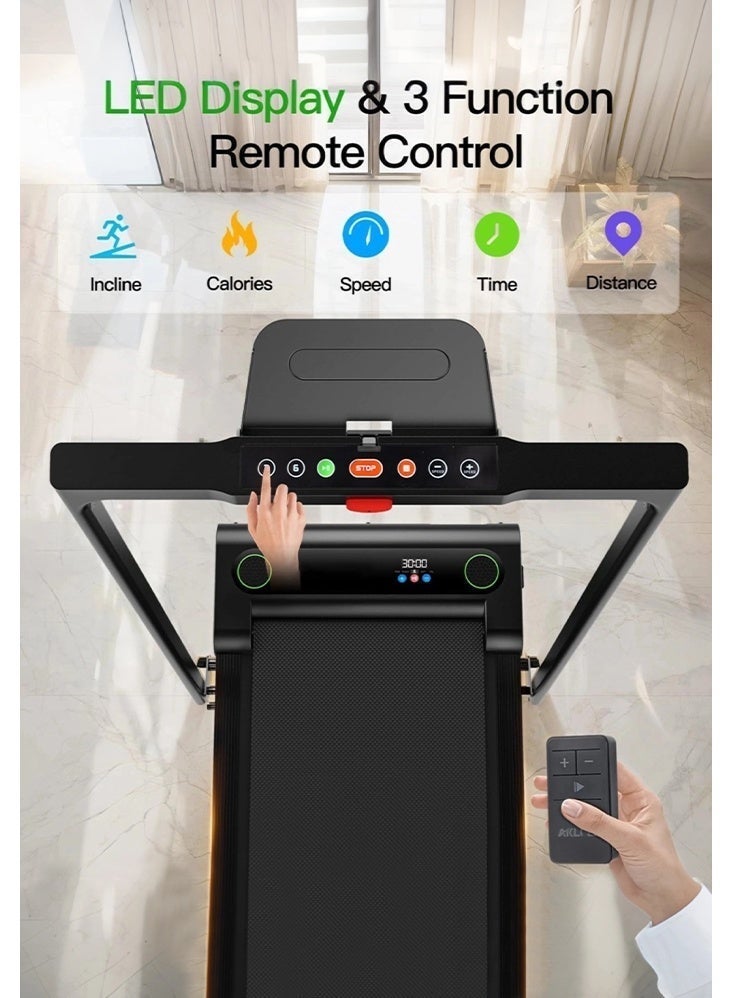 دي إم جي تك 3in1 طاحونة قابلة للطي، منصة مشي 2.5P تحت طاحونة المكتب، مع التحكم عن بعد وشاشة LED، طواحين هوائية متنقلة للمنزل والمكتب مع منصة وسادة منحدر قابل للضبط، سعة 330 رطل - Image 3